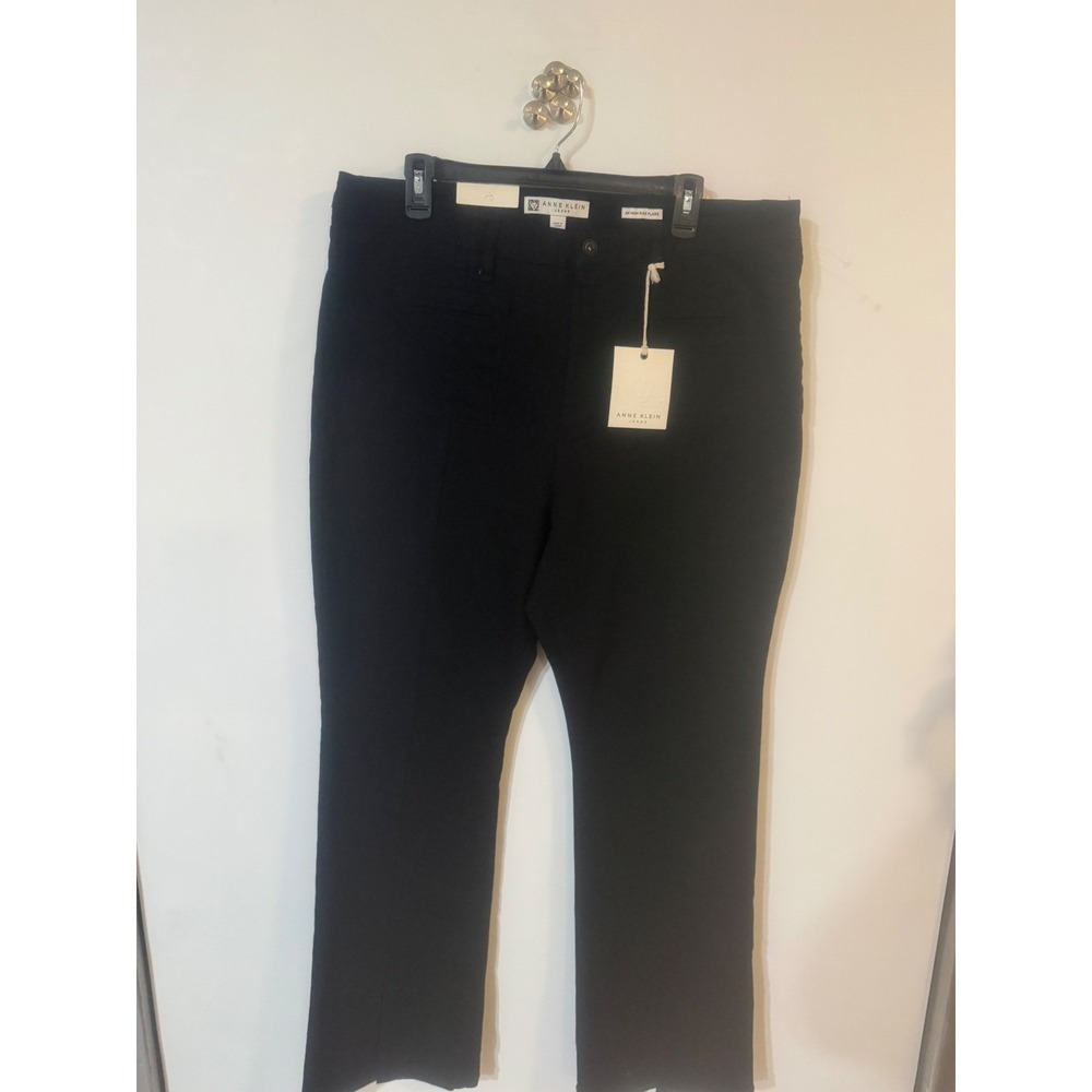 Anne Klein Jeans Womens 16 Black High Rise Flare Slimming Smoothing Pants NEW